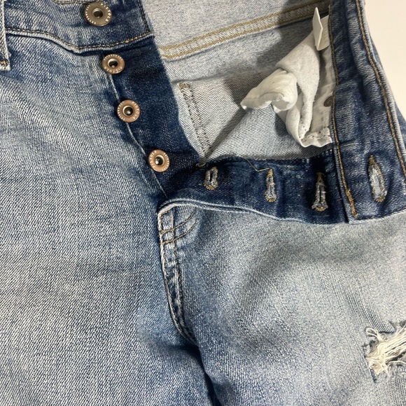 Pistola distressed high rise straight leg light blue wash denim size 27X28.5 - Picture 11 of 12